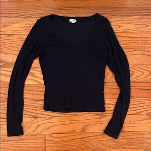 Garage Mariana Blue Long Sleeve V-Neck Top